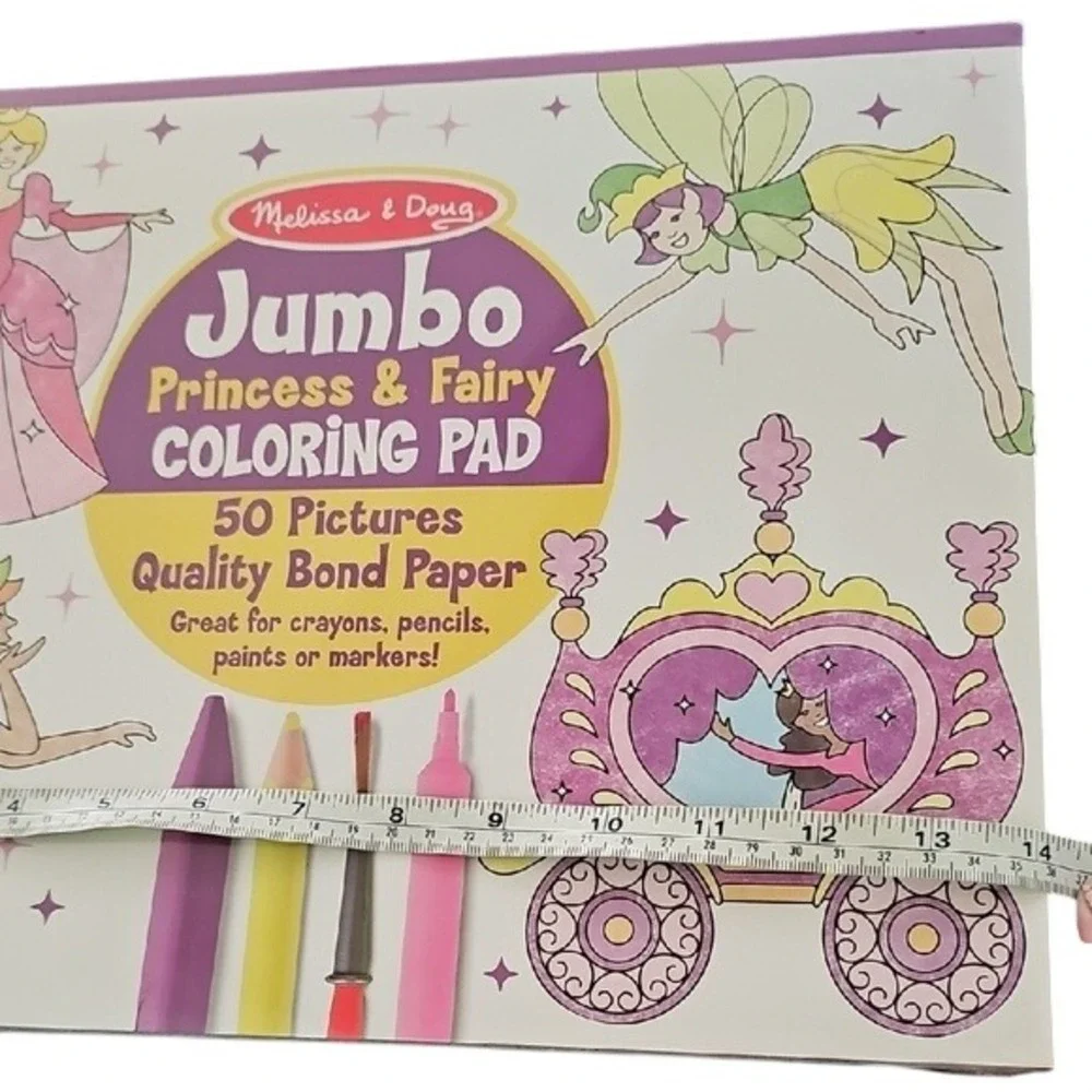 Melissa & Doug Jumbo Princess Fairy Coloring Pad 50 Pictures New